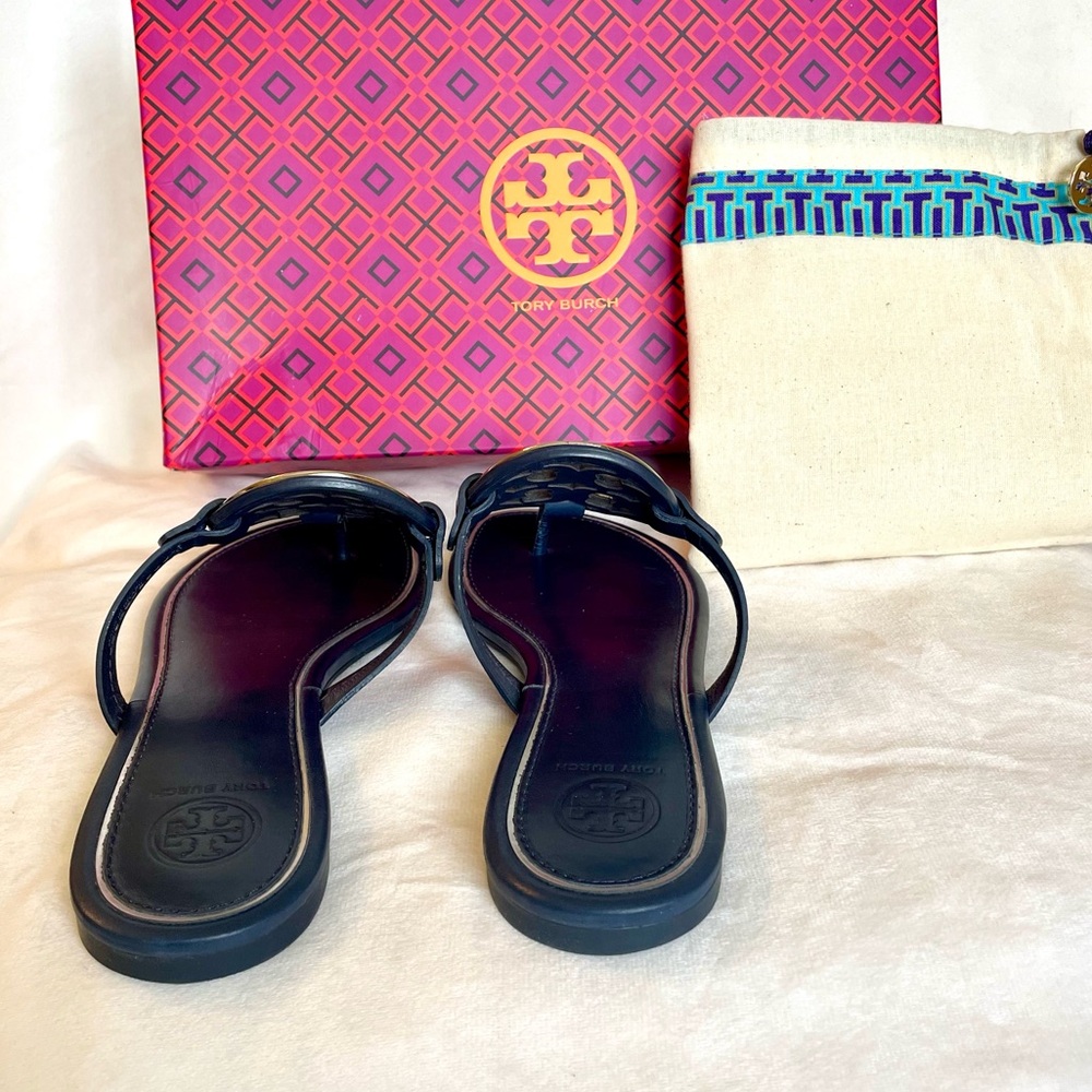 Tory Burch Miller Sandals Navy Leather - Like NEW! - Picture 3 of 5